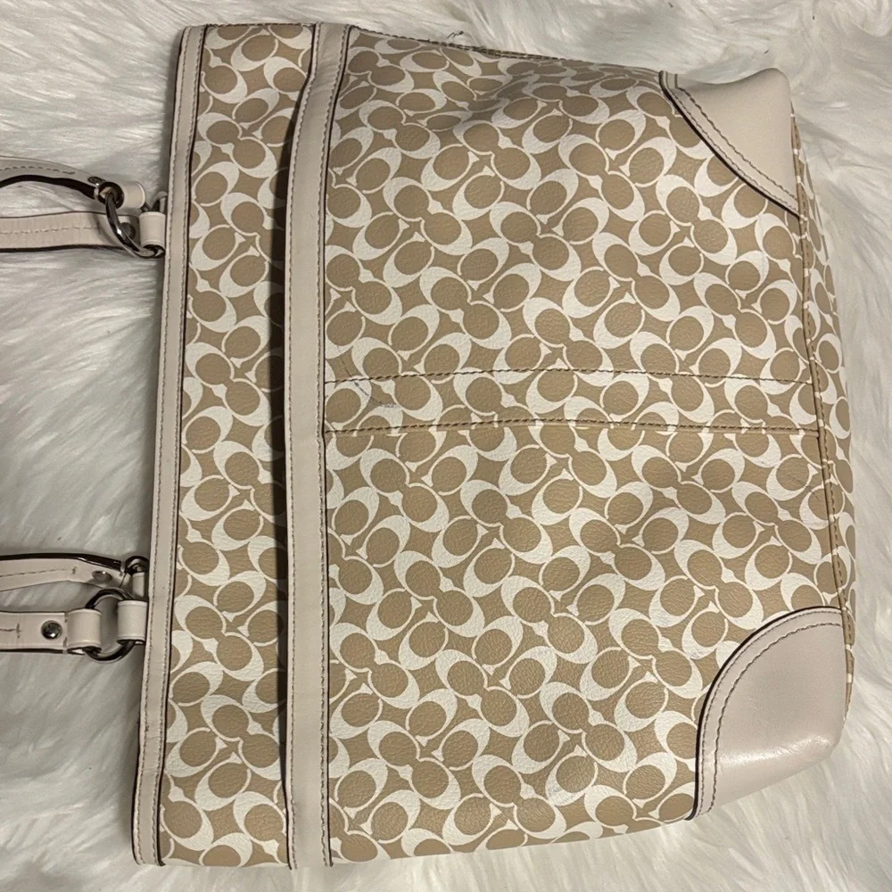 Coach Tan and Pink Heritage Stripe Signature Tote - Picture 10 of 10